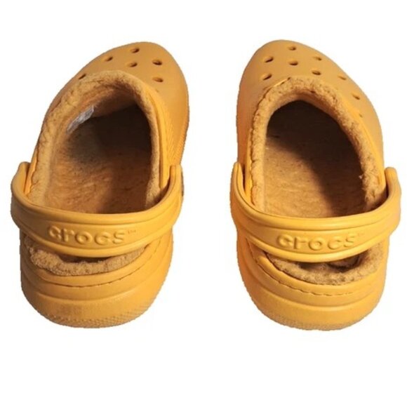 Crocs Classic Womens Size 8 Yellow Sherpa Lined Clogs Slip On Shoes Slippers - Picture 4 of 10